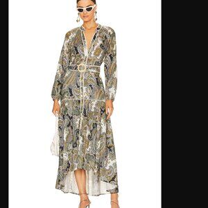 VERONICA BEARD Kadar belted paisley-print linen maxi dress size 12